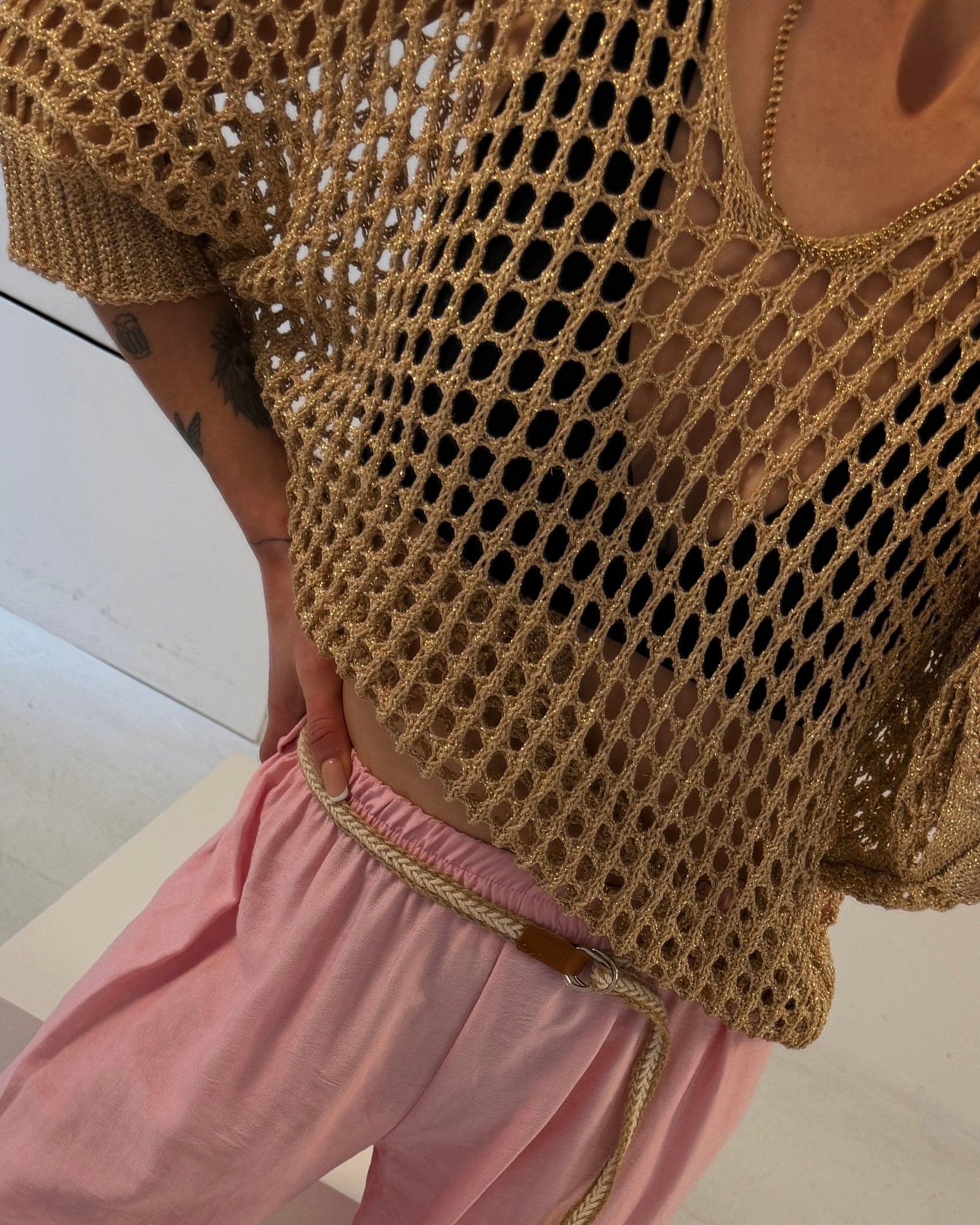 Häkelpullover mit Lurex