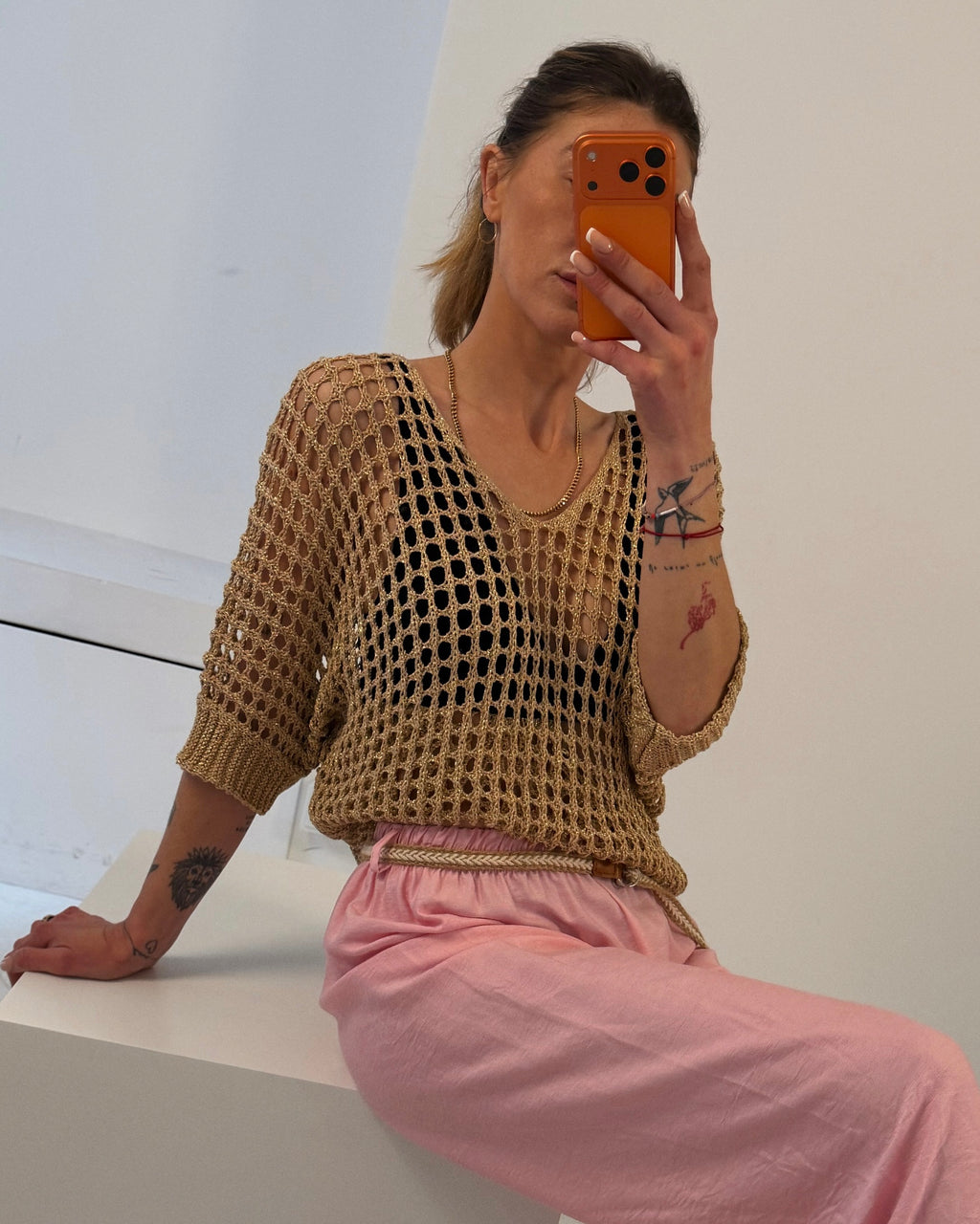 Häkelpullover mit Lurex
