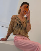 Häkelpullover mit Lurex